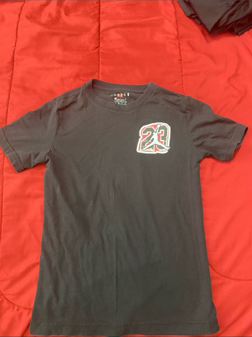 Jordan Black Tee with Red & White 23 Patch